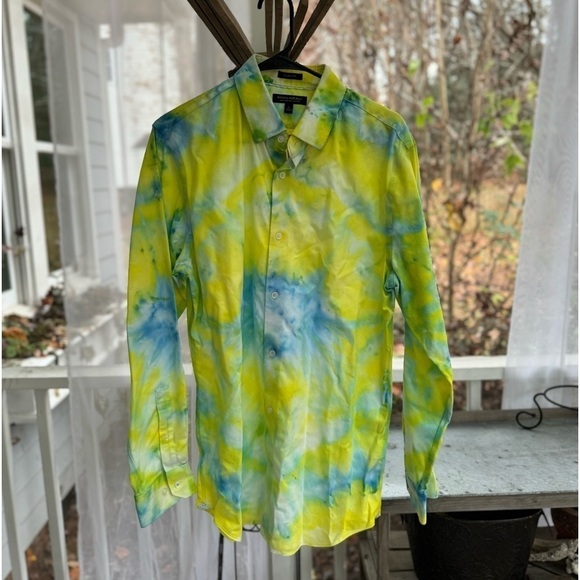 Tommy Hilfiger CSlim Fit  Men Button down. Hand tie dyed size L (16.5) - Picture 1 of 8